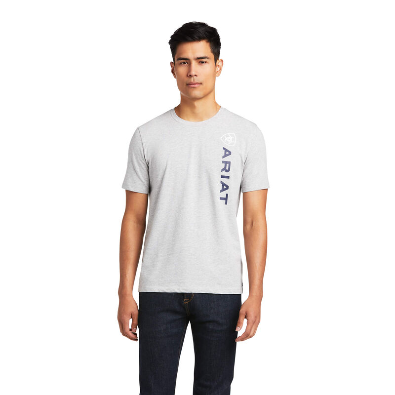 Camisetas Ariat Vertical Logo Gris Hombre - Chile 847-EXBPJL